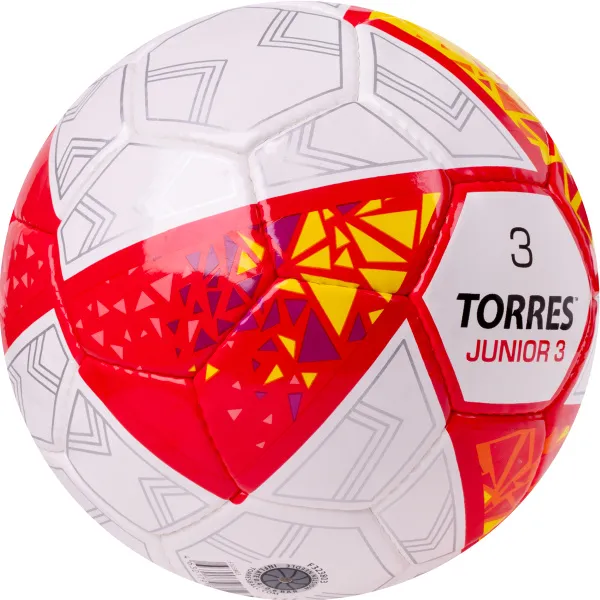 Мяч футб. TORRES Junior-3, F323803, р.3,глянц.ПУ, 4 сл, 32 п,руч.сш,бел-крас-жел за 2&nbsp;070.60 ₽ в Омске