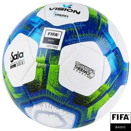 Мяч футзал. VISION Target, FS324094, FIFA Basic, р.4, 32 п. PU, 3 подкл.сл, термосшивка, бело-синий за 3&nbsp;519 ₽ купить в Омске