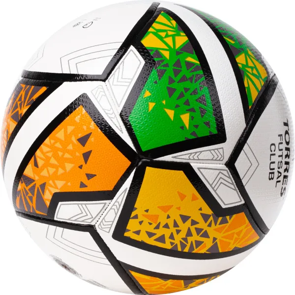 Мяч футзал. TORRES Futsal Club, FS323764, р.4, 10 пан. ПУ, 4 под. сл, гибрид. сш. бело-зел-оранж за 2&nbsp;264.40 ₽ в Омске