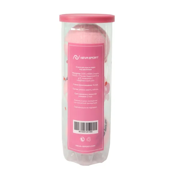 Мяч для падела NS Sakura, UAA2, уп.3 шт, сукно, нат.резина, розовый за 824.50 ₽ в Омске