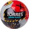 Мяч футб. TORRES Junior-5 Super, F323305, р.5, ПУ,4сл,12 п,гибрид.сш,крас-чёрн-сер