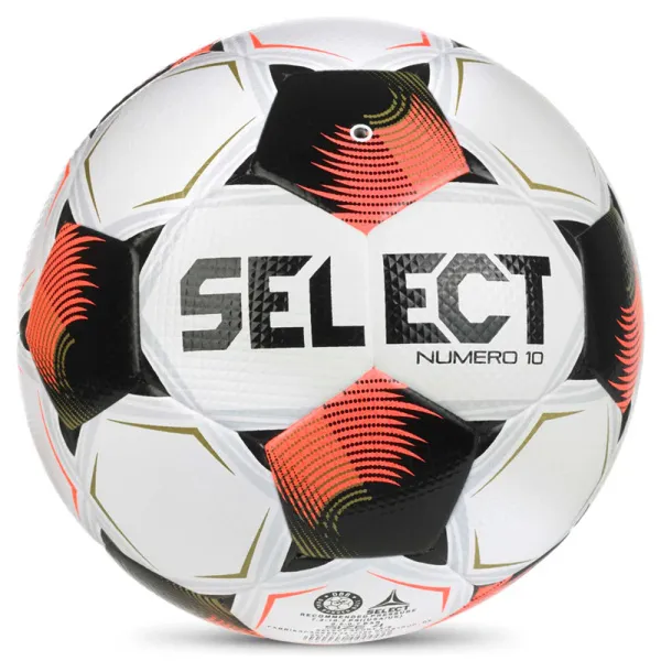 Мяч футб. SELECT Numero 10 V26, 0574071002, р.4, FIFA Basic, 32п, ПУ, гибр.сш, бело-черно-оранжевый за 8&nbsp;404.80 ₽ в Омске